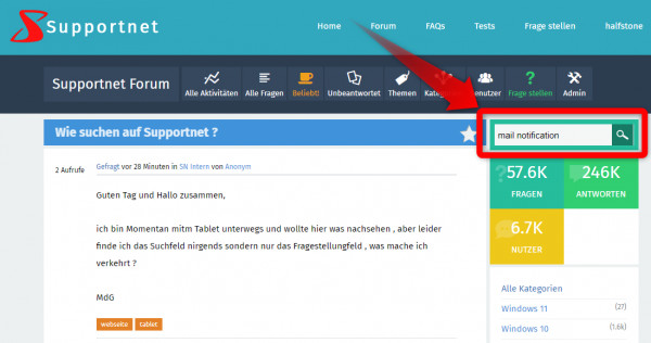 Supportnet Suche