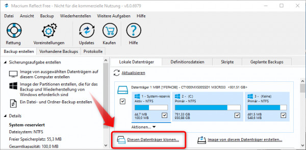 Macrium Reflect clonen