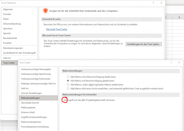 VBA Projektobjektmodell vertrauen