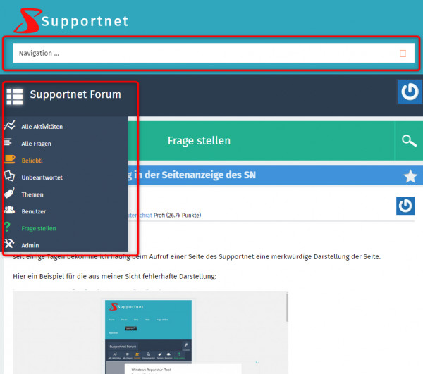 Supportnet Designfehler