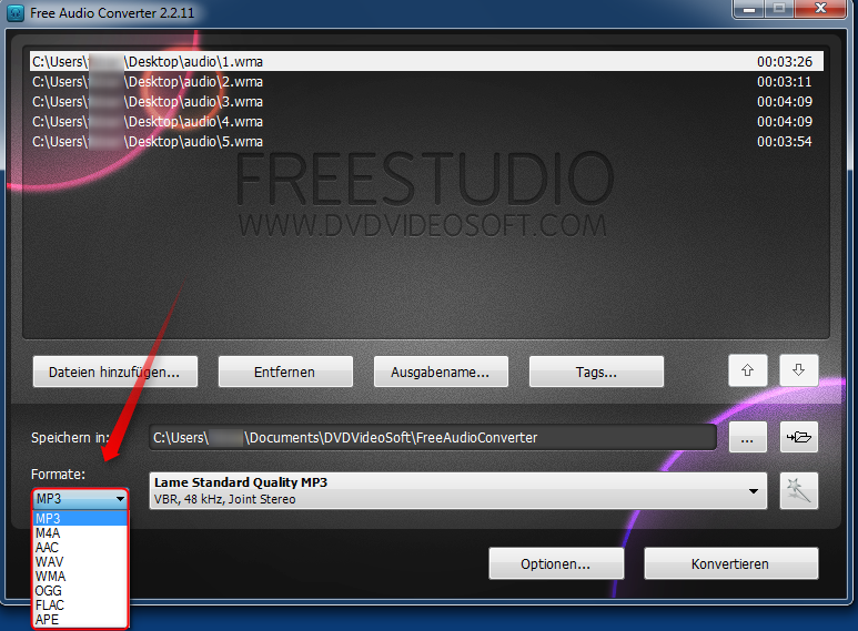 02-FreeAudioConverter-Ziel-Format-auswaehlen-470.png