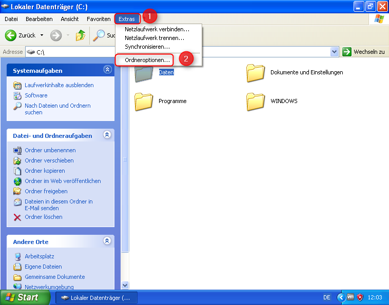 01-WindowsXP-Einfache-Dateifreigabe-deaktivieren-Ordneroptionen-oeffnen-470.png