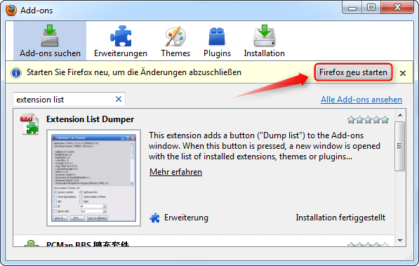 04-AddOn-Manager-Extension-List-Dumper-Firefox-Neustart-470.png