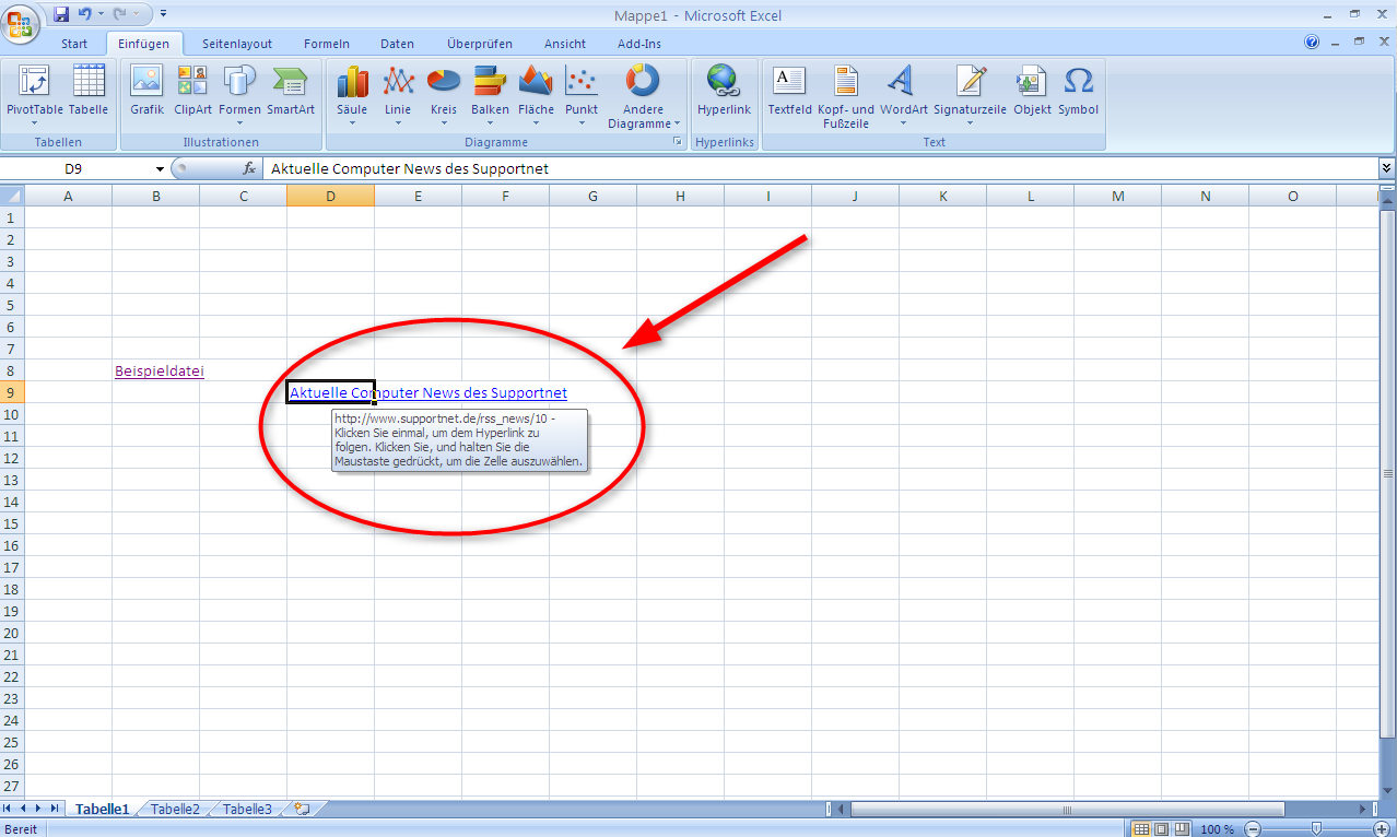 Hyperlinks in Microsoft Excel 2007 / 2010 einfügen ...