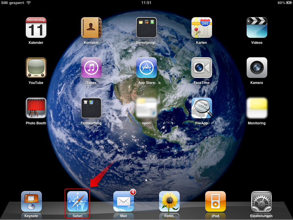 bedienung safari ipad