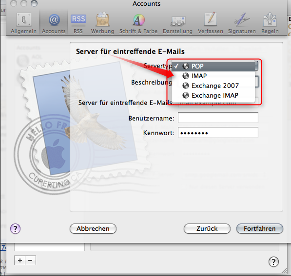 gmx settings for mac mail